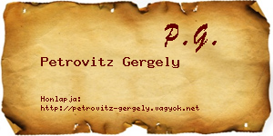 Petrovitz Gergely névjegykártya